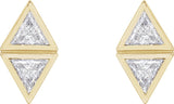 14K Yellow 1/4 CTW Natural Diamond Two-Stone Bezel-Set Earrings