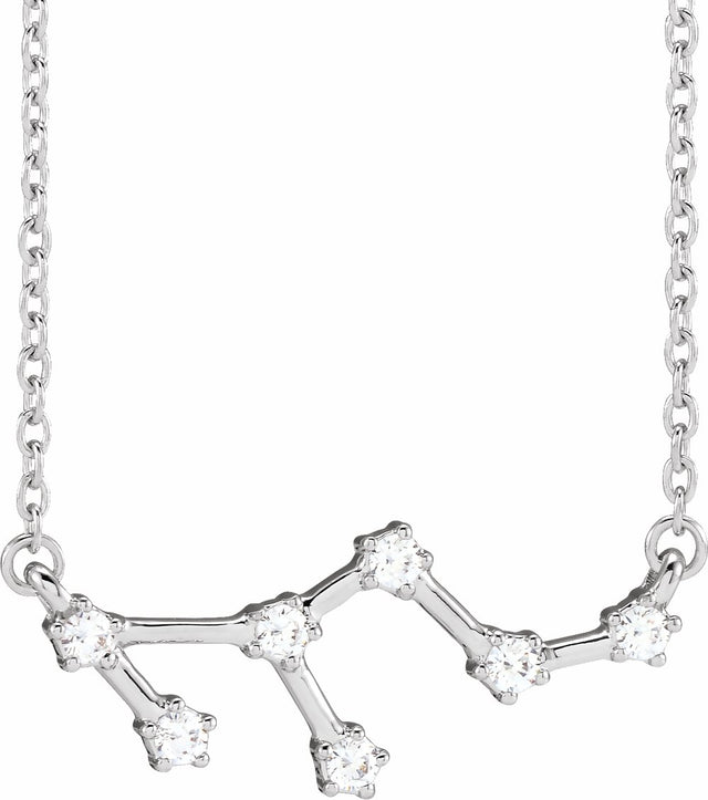 14K White 1/6 CTW Natural Diamond Leo 16-18" Necklace