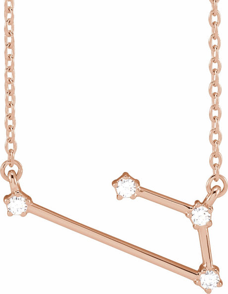 14K Rose .08 CTW Natural Diamond Aries 16-18" Necklace