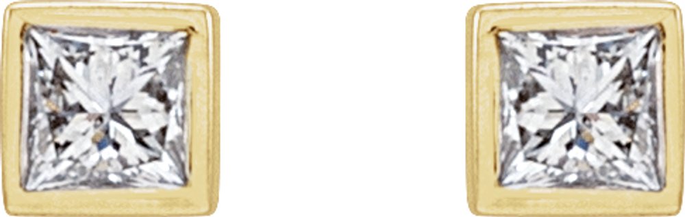 14K Yellow .07 CTW Natural Diamond Bezel-Set Earrings
