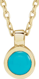 14K Yellow Gold Natural Turquoise Bezel-Set 16-18" Necklace
