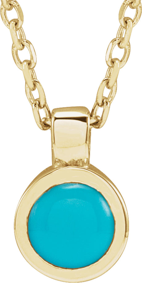 14K Yellow Gold Natural Turquoise Bezel-Set 16-18" Necklace