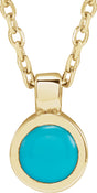 14K Yellow Gold Natural Turquoise Bezel-Set 16-18" Necklace