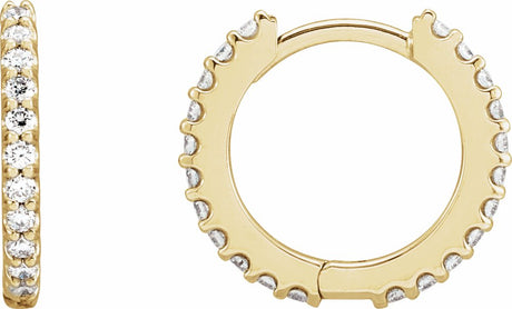 14K Yellow Gold 3/8 CTW Natural Diamond 13.64 mm Hoop Earrings