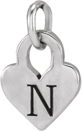 14K White 7.9x4.9 mm Engravable Heart Pendant