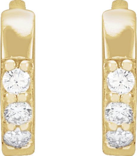 14K Yellow Gold .05 CTW Natural Diamond Hinged 8 mm Hoop Earrings