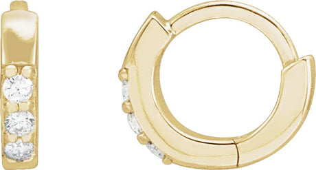 14K Yellow Gold .05 CTW Natural Diamond Hinged 8 mm Hoop Earrings