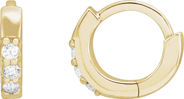 14K Yellow Gold .05 CTW Natural Diamond Hinged 8 mm Hoop Earrings