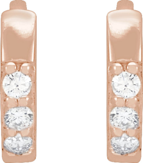 14K Rose Gold .05 CTW Natural Diamond Hinged 8 mm Hoop Earrings