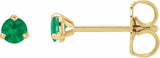 14K Yellow Gold 3 mm Natural Emerald Earrings