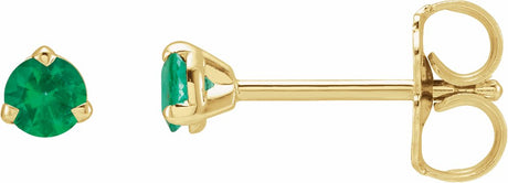 14K Yellow Gold 3 mm Natural Emerald Earrings