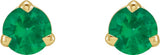 14K Yellow Gold 3 mm Natural Emerald Earrings