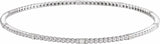 14K White Gold 1/3 CTW Natural Diamond Beaded Bangle 7 3/4" Bracelet