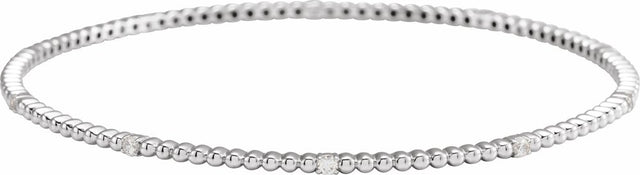 14K White Gold 1/3 CTW Natural Diamond Beaded Bangle 7 3/4" Bracelet
