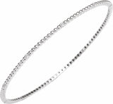 14K White Gold 1/3 CTW Natural Diamond Beaded Bangle 7 3/4" Bracelet