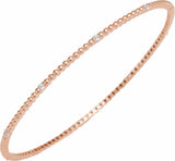 14K Rose Gold 1/3 CTW Natural Diamond Beaded Bangle 7 3/4" Bracelet