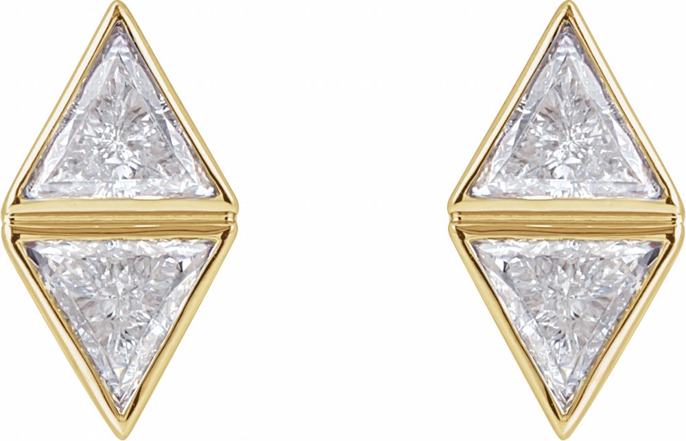 14K Yellow 5/8 CTW Natural Diamond Two-Stone Bezel-Set Earrings