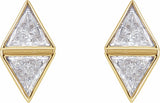 14K Yellow 5/8 CTW Natural Diamond Two-Stone Bezel-Set Earrings