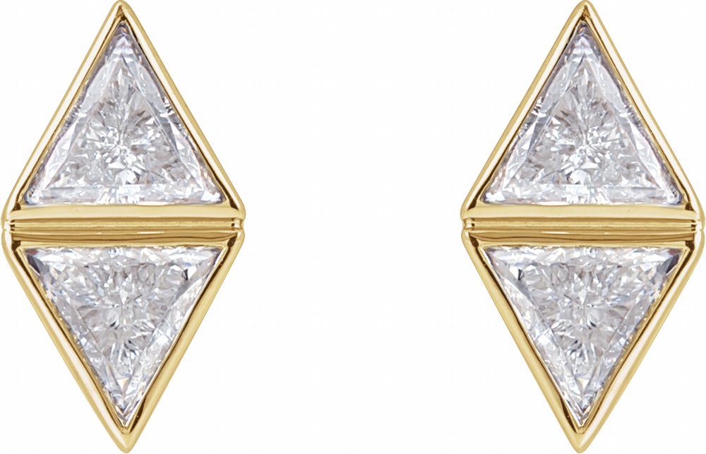 14K Yellow 5/8 CTW Natural Diamond Two-Stone Bezel-Set Earrings