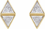 14K Yellow 5/8 CTW Natural Diamond Two-Stone Bezel-Set Earrings