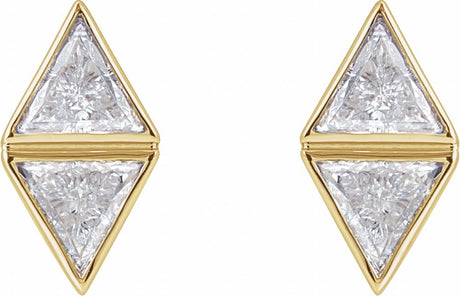 14K Yellow 5/8 CTW Natural Diamond Two-Stone Bezel-Set Earrings