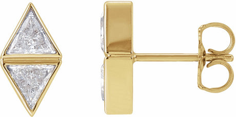 14K Yellow 5/8 CTW Natural Diamond Two-Stone Bezel-Set Earrings