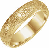 18K Yellow Gold 5 mm Floral Band Size 6.5
