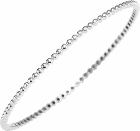 14K White Beaded Bangle Bracelet
