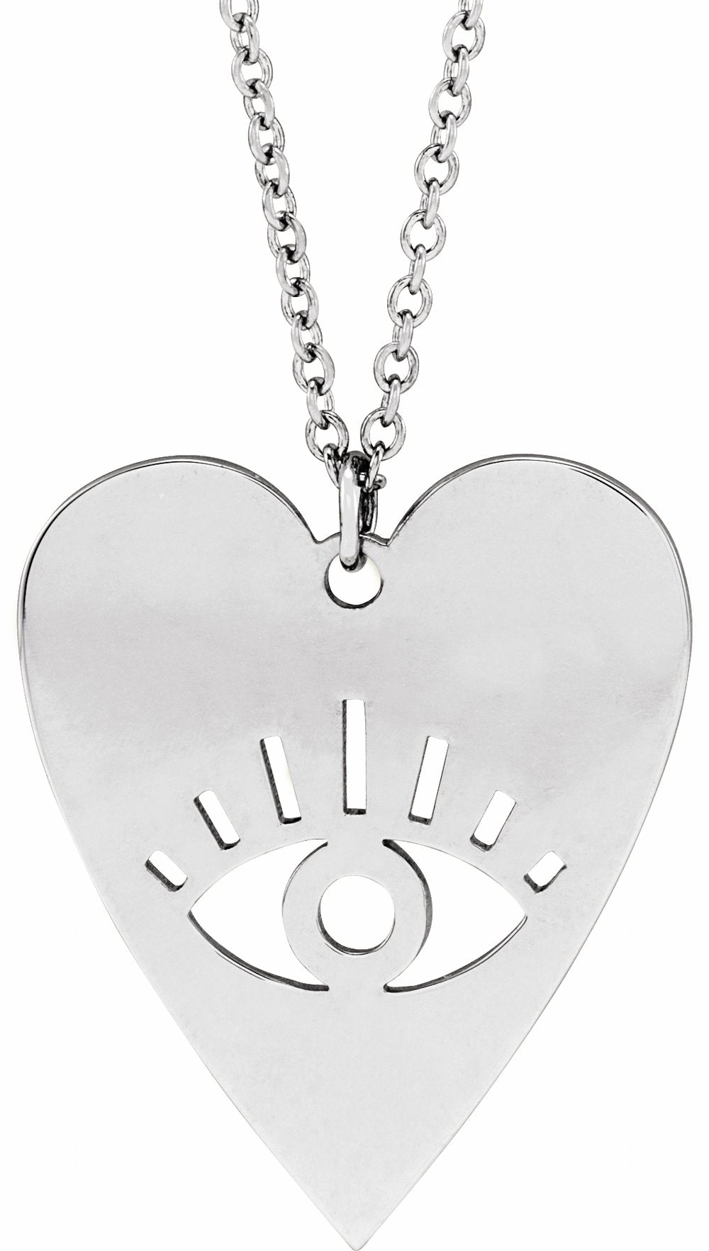 Sterling Silver Evil Eye Heart 16-18" Necklace
