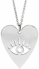Sterling Silver Evil Eye Heart 16-18" Necklace