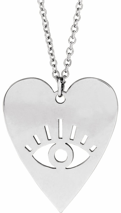 Sterling Silver Evil Eye Heart 16-18" Necklace