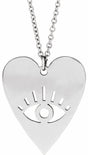 Sterling Silver Evil Eye Heart 16-18" Necklace