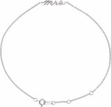14K White Gold Script Mrs 6 1/2-7 1/2" Bracelet