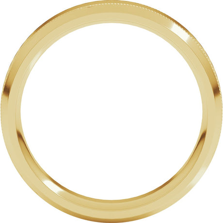14K Yellow 5 mm Milgrain Beveled-Edge Comfort-Fit Flat Band