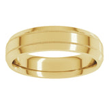 14K Yellow 5 mm Milgrain Beveled-Edge Comfort-Fit Flat Band