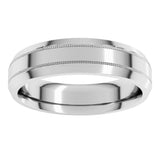 14K White Gold 5 mm Milgrain Beveled-Edge Comfort-Fit Flat Band Size 9