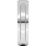 10K White Gold 5 mm Milgrain Beveled-Edge Comfort-Fit Flat Band Size 10.5