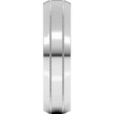 14K White Gold 5 mm Milgrain Beveled-Edge Comfort-Fit Flat Band Size 10
