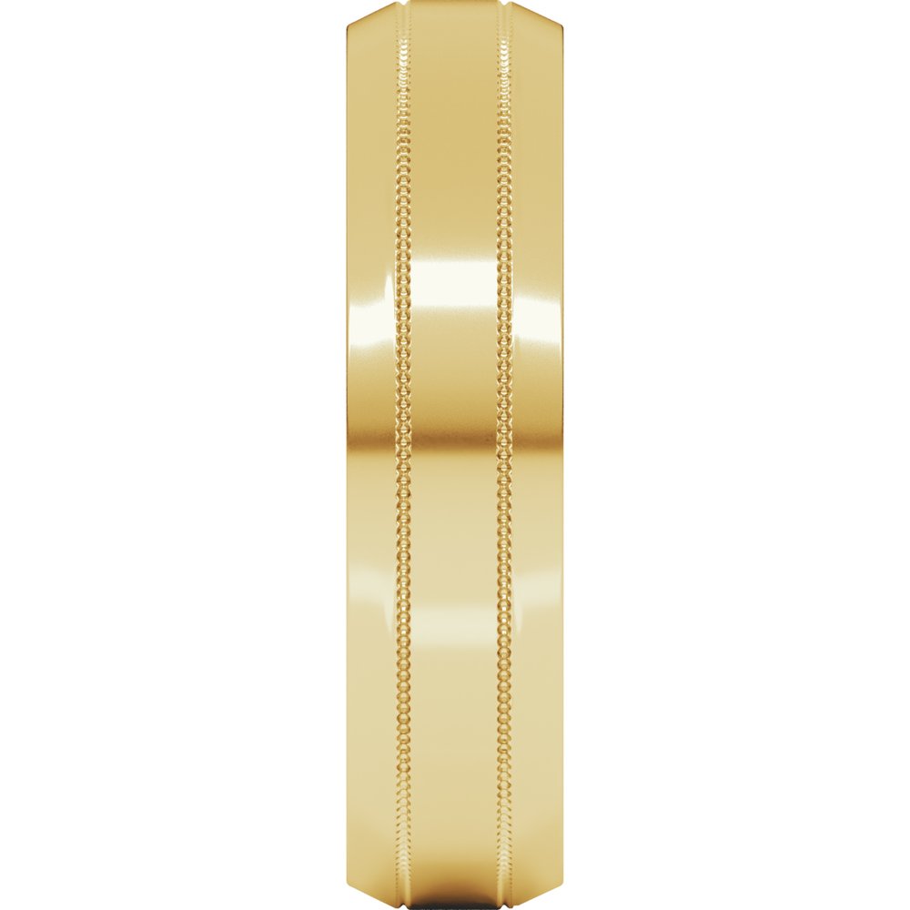 14K Yellow Gold 5 mm Milgrain Beveled-Edge Comfort-Fit Flat Band Size 11