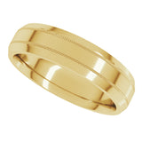 14K Yellow 5 mm Milgrain Beveled-Edge Comfort-Fit Flat Band
