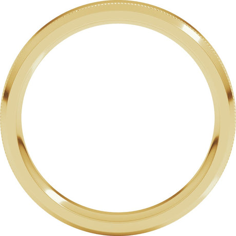 14K Yellow 4 mm Milgrain Beveled-Edge Comfort-Fit Flat Band Size 8.5