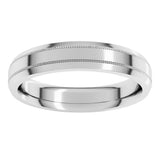 14K White Gold 4 mm Milgrain Beveled-Edge Comfort-Fit Flat Band Size 6.5