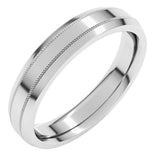 14K White Gold 4 mm Milgrain Beveled-Edge Comfort-Fit Flat Band Size 6.5