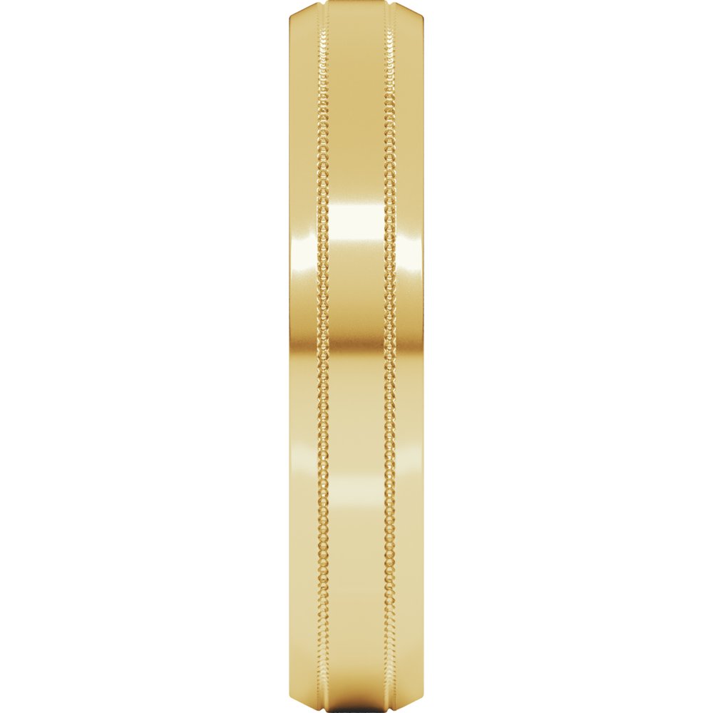 14K Yellow 4 mm Milgrain Beveled-Edge Comfort-Fit Flat Band Size 8.5