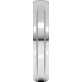 14K White Gold 4 mm Milgrain Beveled-Edge Comfort-Fit Flat Band Size 6.5