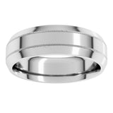 14K White Gold 6 mm Milgrain Beveled-Edge Comfort-Fit Flat Band Size 8.5