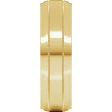 14K Yellow 6 mm Milgrain Beveled-Edge Comfort-Fit Flat Band