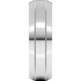 10K White 6 mm Milgrain Beveled-Edge Comfort-Fit Flat Band Size 10.5