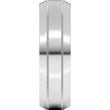 14K White Gold 6 mm Milgrain Beveled-Edge Comfort-Fit Flat Band Size 8.5