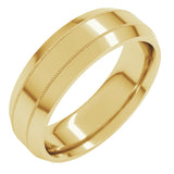 14K Yellow 6 mm Milgrain Beveled-Edge Comfort-Fit Flat Band Size 11.5